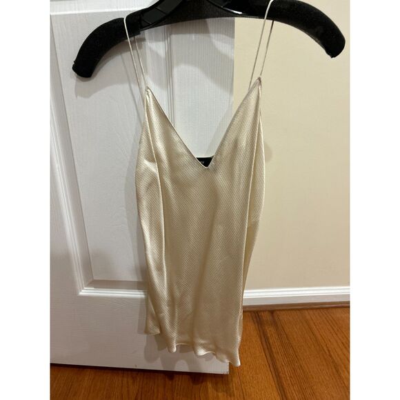 Theory Textured Sleeveless Camisole Slip Top Cream Small - Picture 2 of 5